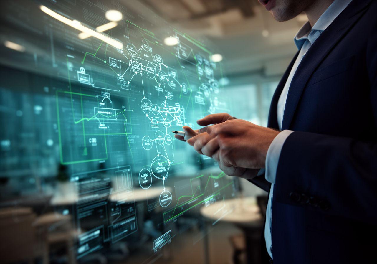 AI expert reviewing automation workflows on a digital interface